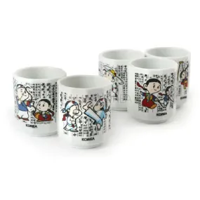 샵오브코리아 5-piece Soju Glass Set - Traditional Korean Games (Hunminjeongeum)