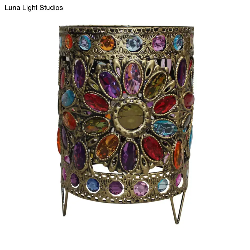 1-Head Brass Nightstand Light for Traditional Living Room Décor