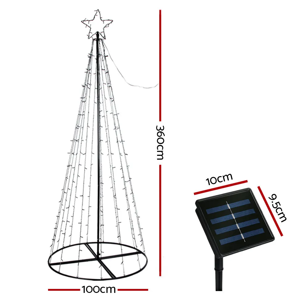 12FT Solar LED Xmas Tree, 8 Light Modes, Warm White, Jingle Jollys