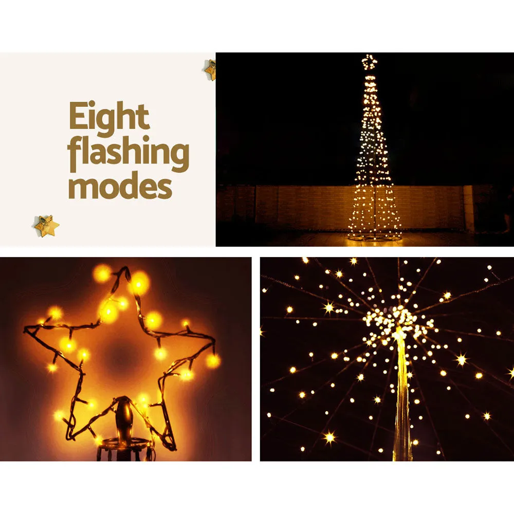 12FT Solar LED Xmas Tree, 8 Light Modes, Warm White, Jingle Jollys