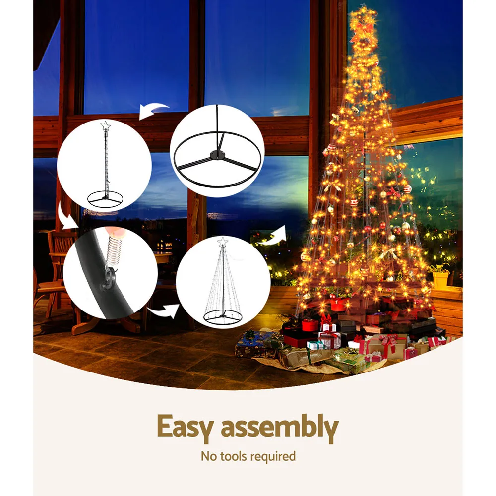 12FT Solar LED Xmas Tree, 8 Light Modes, Warm White, Jingle Jollys