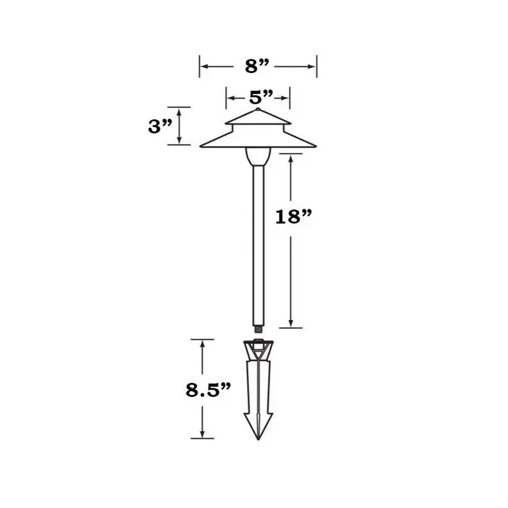 12V LED Landscape Two-Tier Path Light 20.75" Natural Brass