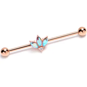 14 Gauge Aurora Gem Rosy Tone Fashion Fan Mini Industrial Barbell 38mm