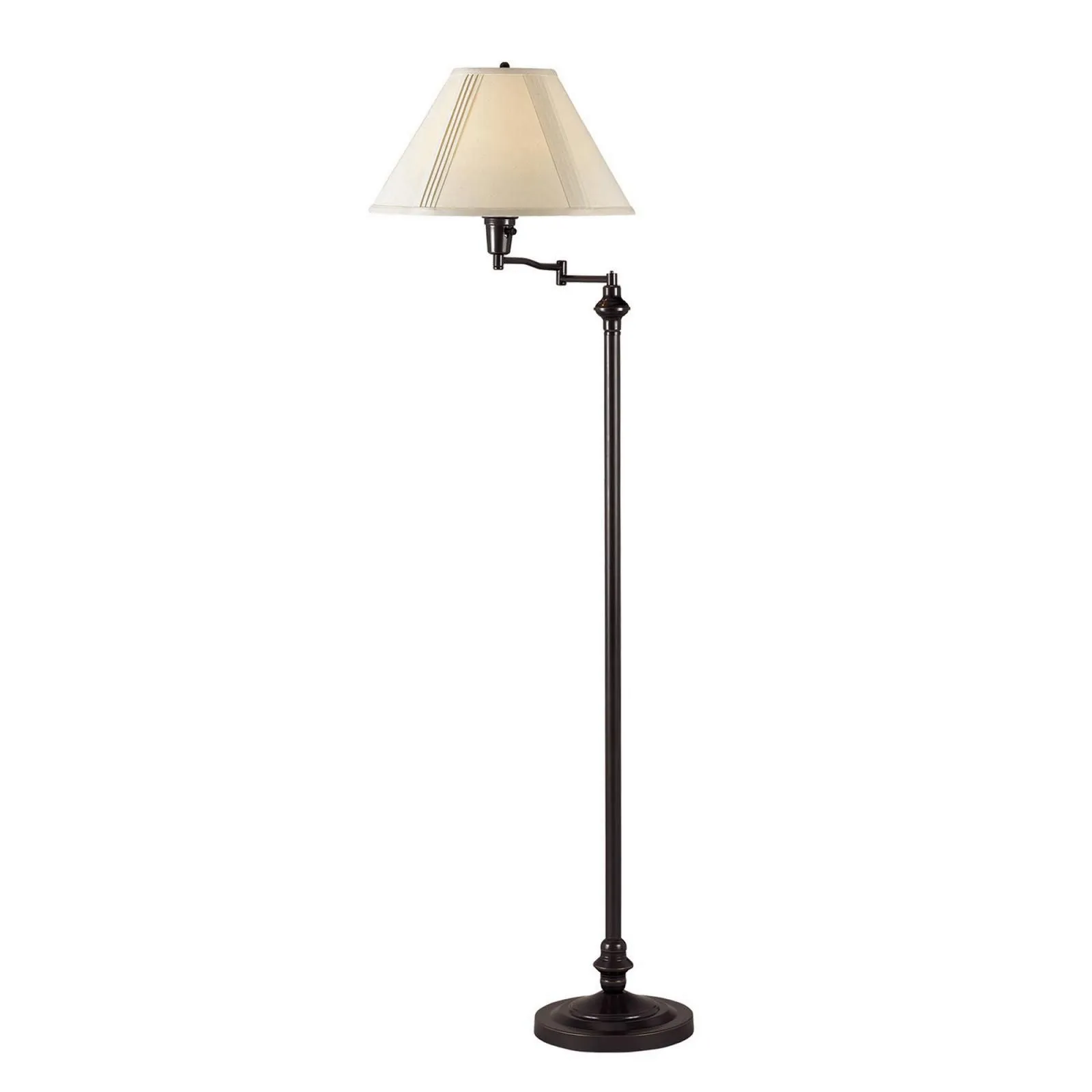 150 Watt Metal Floor Lamp With Swing Arm And Fabric Conical Shade, Black By Benzara