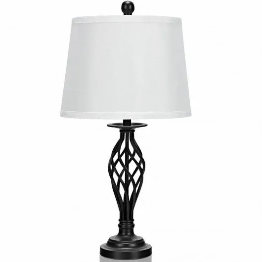 2 Table Lamps 1 Floor Lamp Set with Fabric Shades