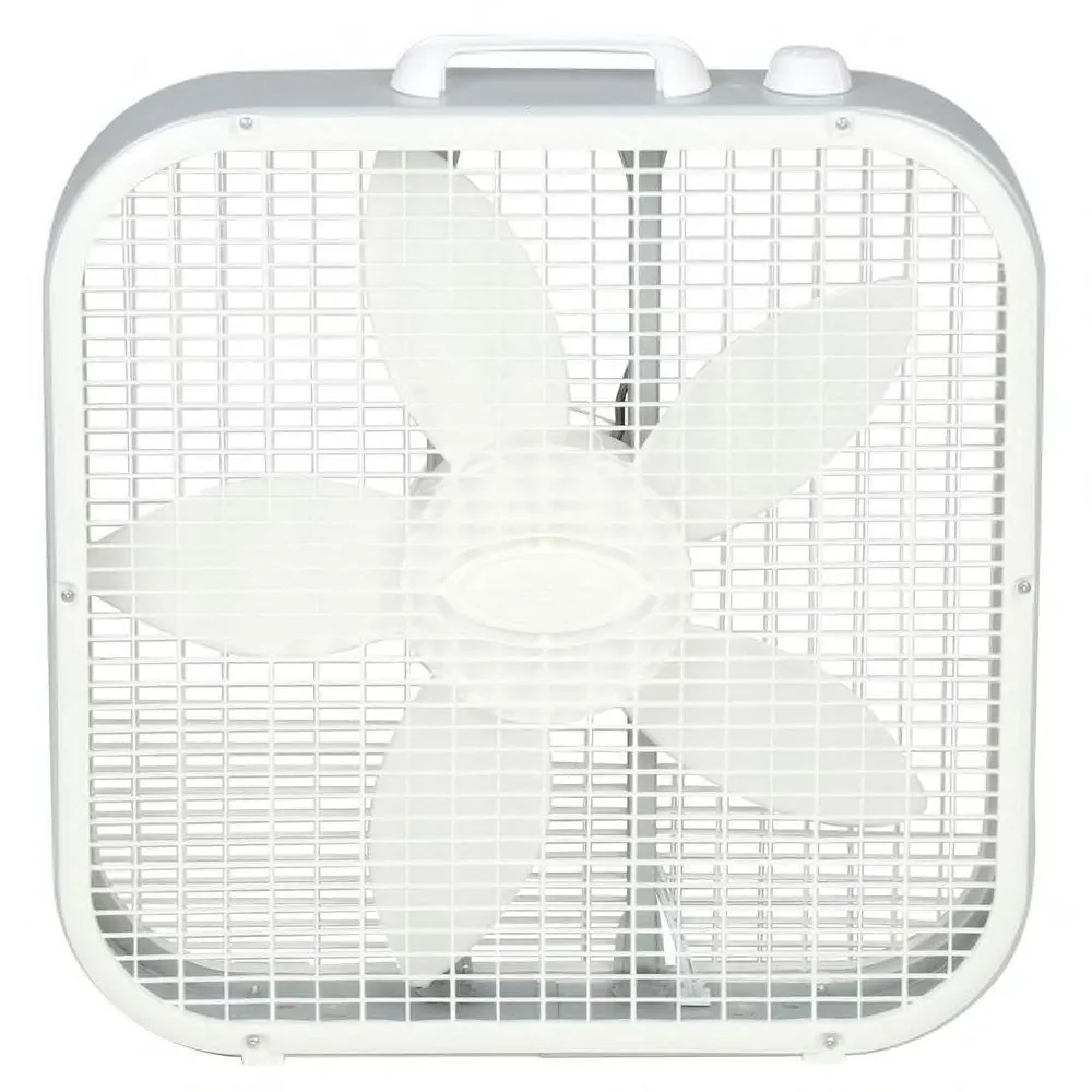 20 In. 3 Speed White Box Fan with Built-In Carry Handle