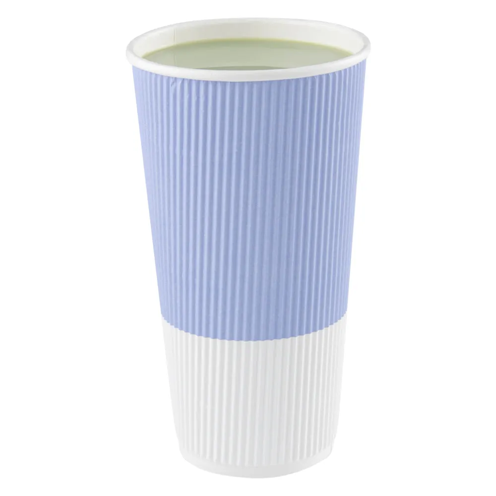 20 oz Light Purple Paper Coffee Cup - Ripple Wall - 3 1/2" x 3 1/2" x 6 1/4" - 250 count box