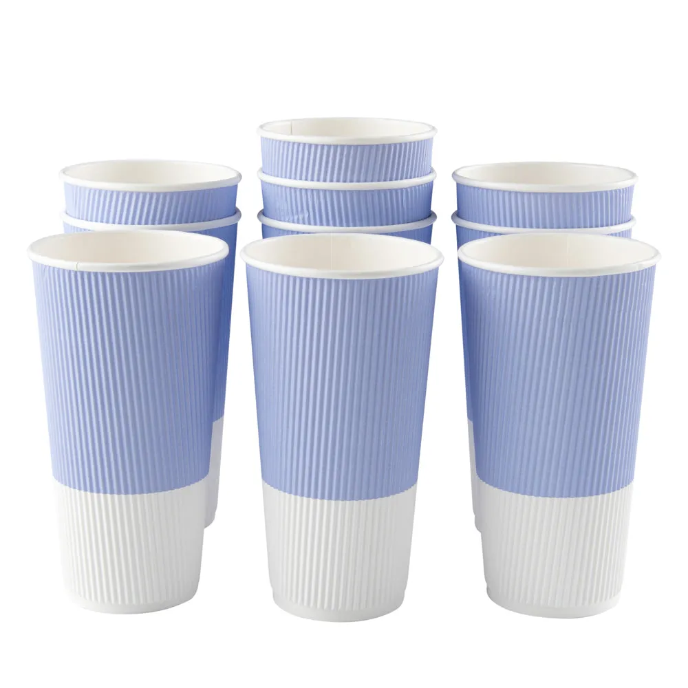 20 oz Light Purple Paper Coffee Cup - Ripple Wall - 3 1/2" x 3 1/2" x 6 1/4" - 250 count box