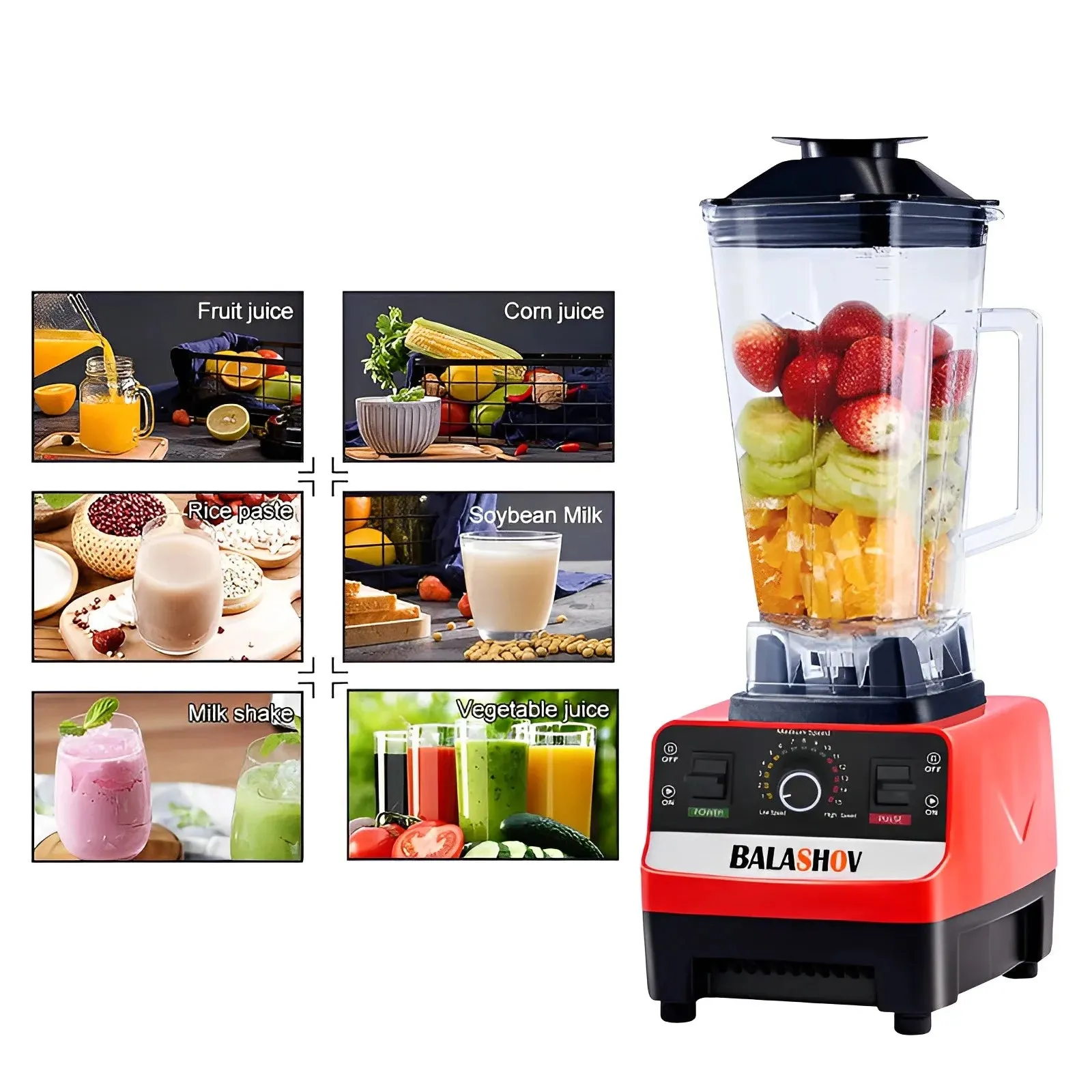 2000W Stationary Blender Heavy Duty Commercial Mixer Ice Smoothies Appliances for Kitchen Professional High Power Food Processor