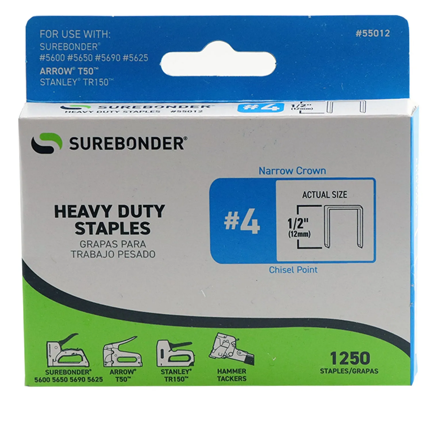 #4 Heavy Duty 1/2" Narrow Crown Staples - 1250 ct.