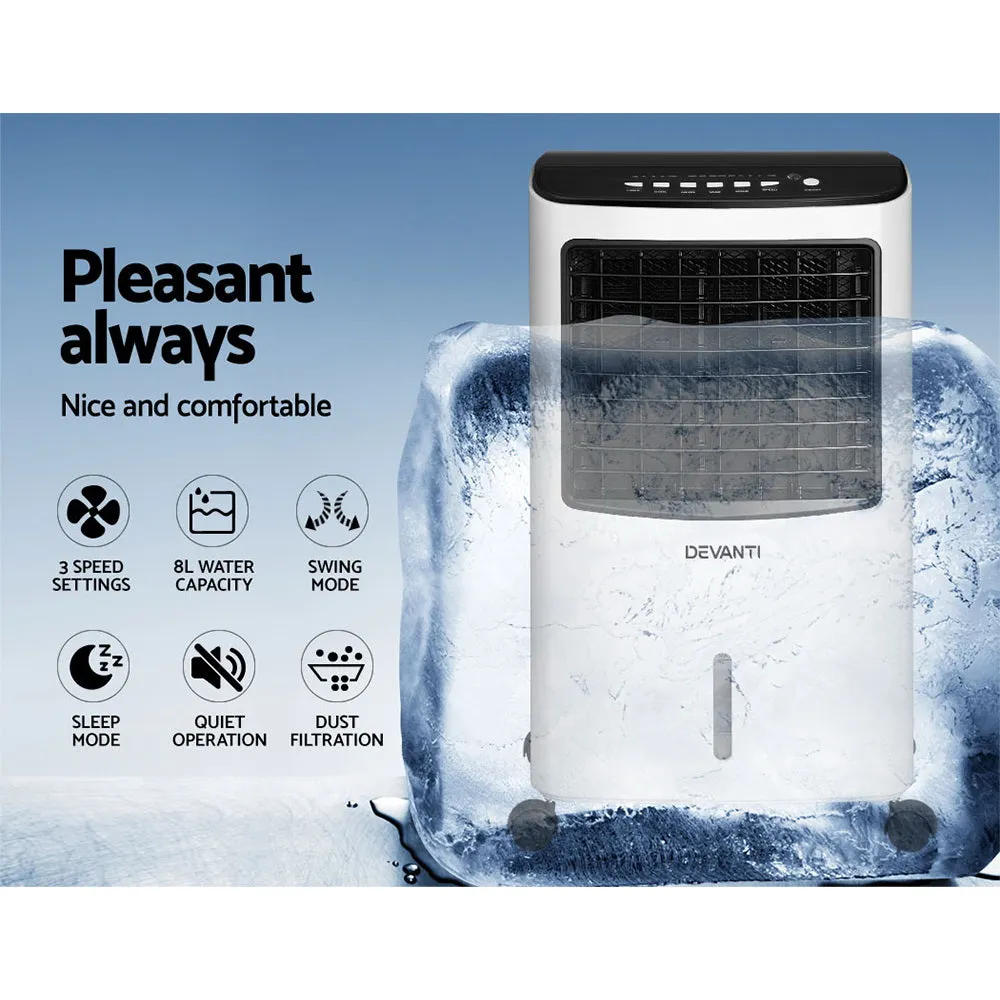 4-in-1 Evaporative Air Cooler 8L Tank, Remote Control - Devanti