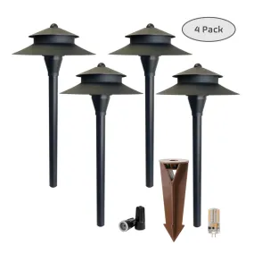 4 Pack Noir Spectra Solid Brass Black Pathway Lights