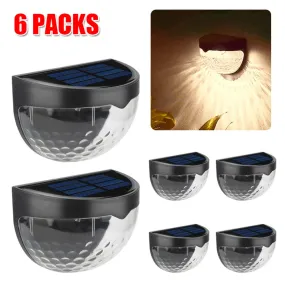 6PCS Waterproof Solar LED Wall Lights for Outdoor Garden