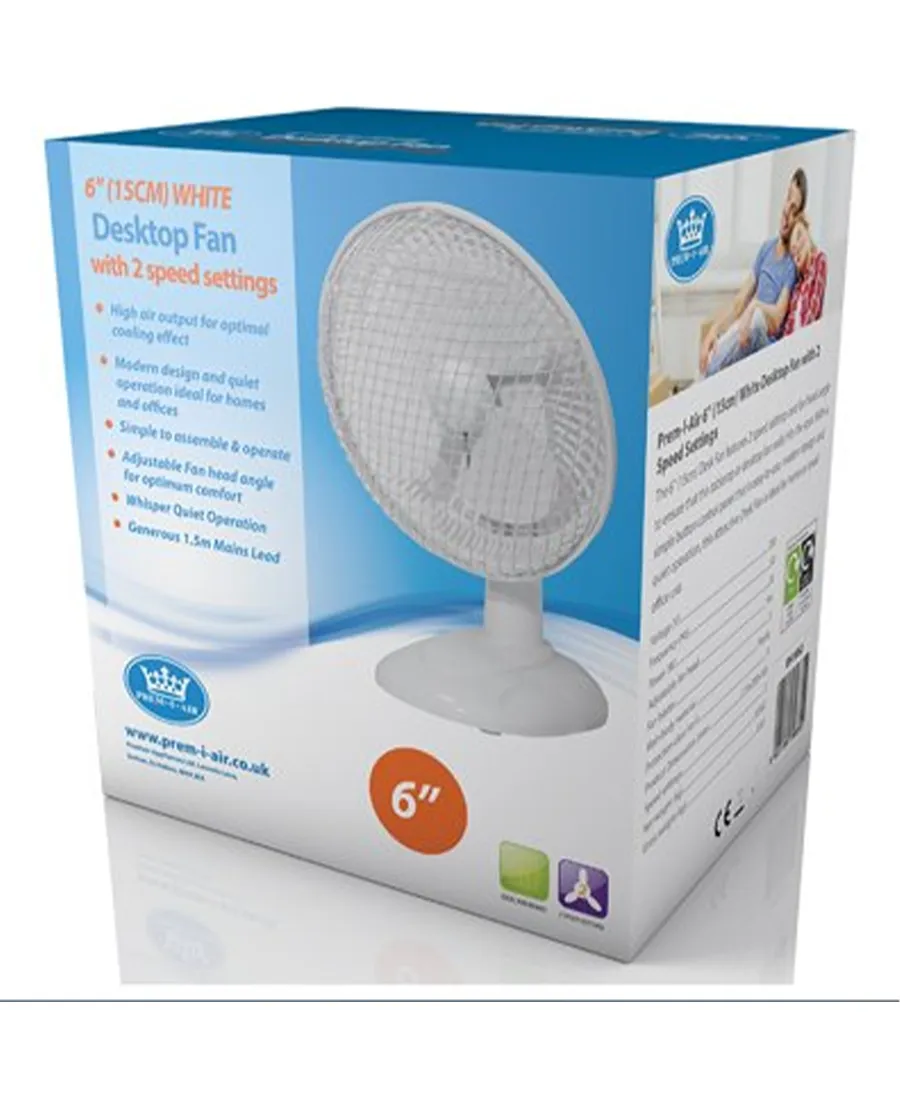 6" Desktop Fan with 2 Speeds | White