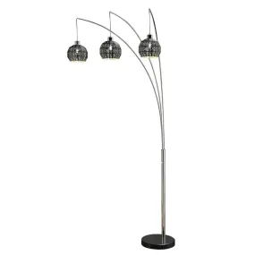 92 Inch 3 Arm Arc Floor Lamp with Modern Round Metal Base, Silver Finish By Casagear Home