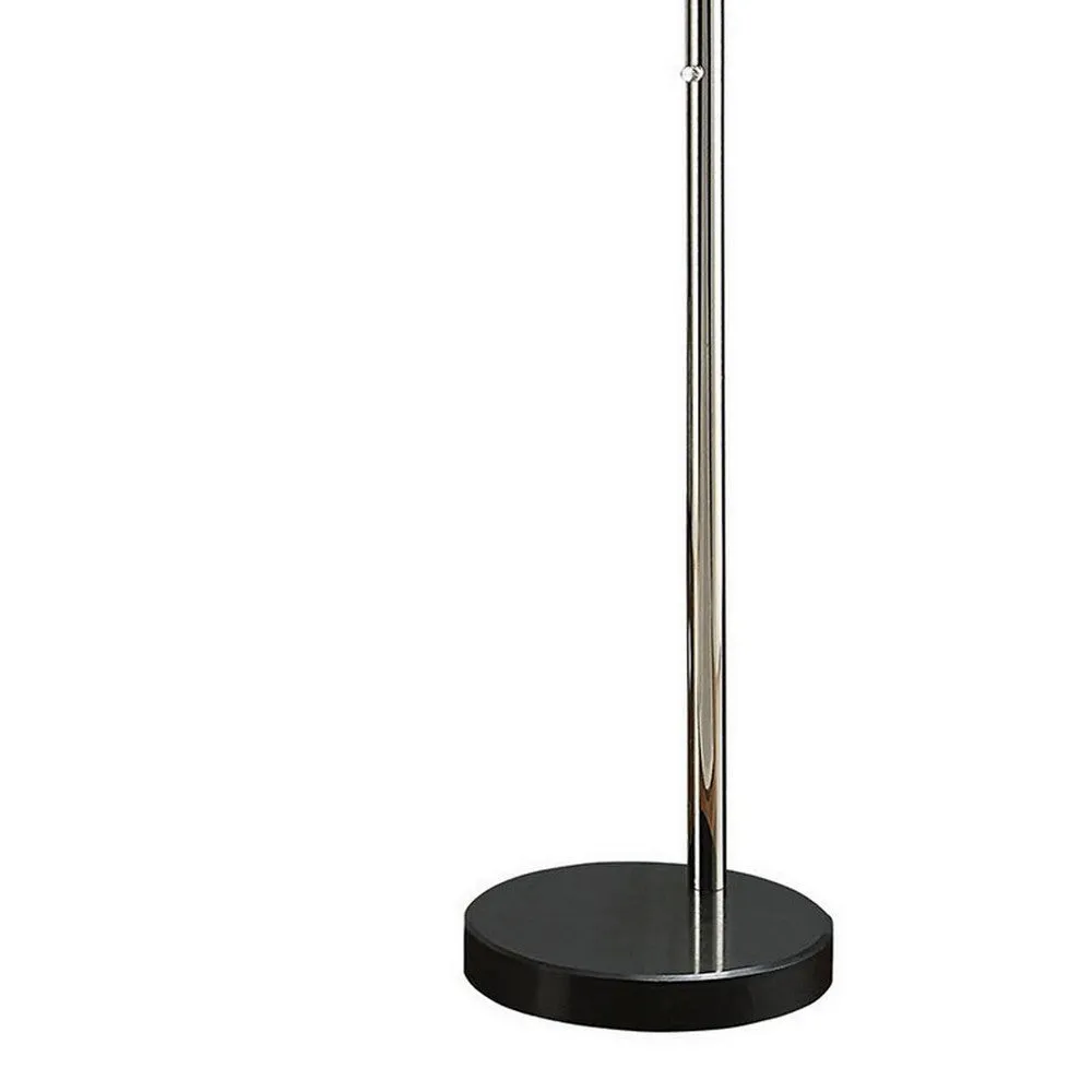 92 Inch 3 Arm Arc Floor Lamp with Modern Round Metal Base, Silver Finish By Casagear Home