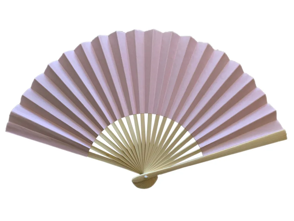 9" Rose Quartz Paper Hand Fans for Weddings, Premium Paper Stock (10 Pack)