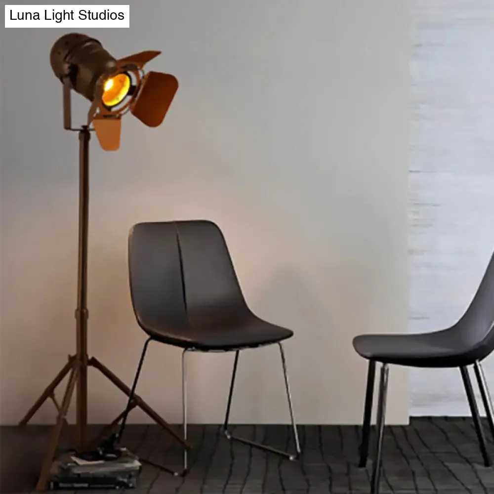 Antique Tripod Floor Lamp - Stylish & Rotatable 1/2-Light Metallic in Dark Rust for Living Room