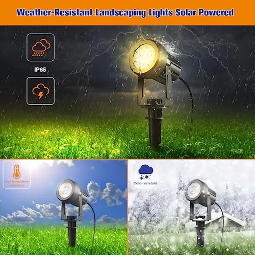 APONUO Solar Spot Lights Outdoor 4-in-1 Solar Landscape Lighting Dusk to Dawn Solar Uplights IP65 Waterproof 9.8ft Cable Outdoor Spot Lights for Yard Pathway Garden Tree Decoration (Warm White)