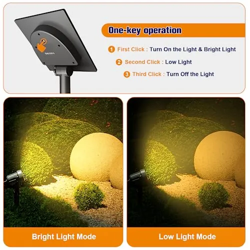 APONUO Solar Spot Lights Outdoor 4-in-1 Solar Landscape Lighting Dusk to Dawn Solar Uplights IP65 Waterproof 9.8ft Cable Outdoor Spot Lights for Yard Pathway Garden Tree Decoration (Warm White)