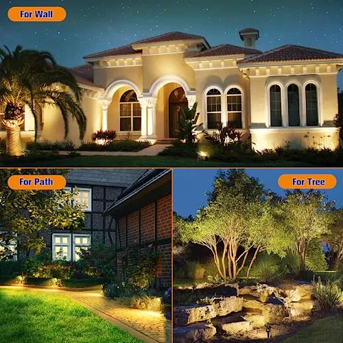 APONUO Solar Spot Lights Outdoor 4-in-1 Solar Landscape Lighting Dusk to Dawn Solar Uplights IP65 Waterproof 9.8ft Cable Outdoor Spot Lights for Yard Pathway Garden Tree Decoration (Warm White)