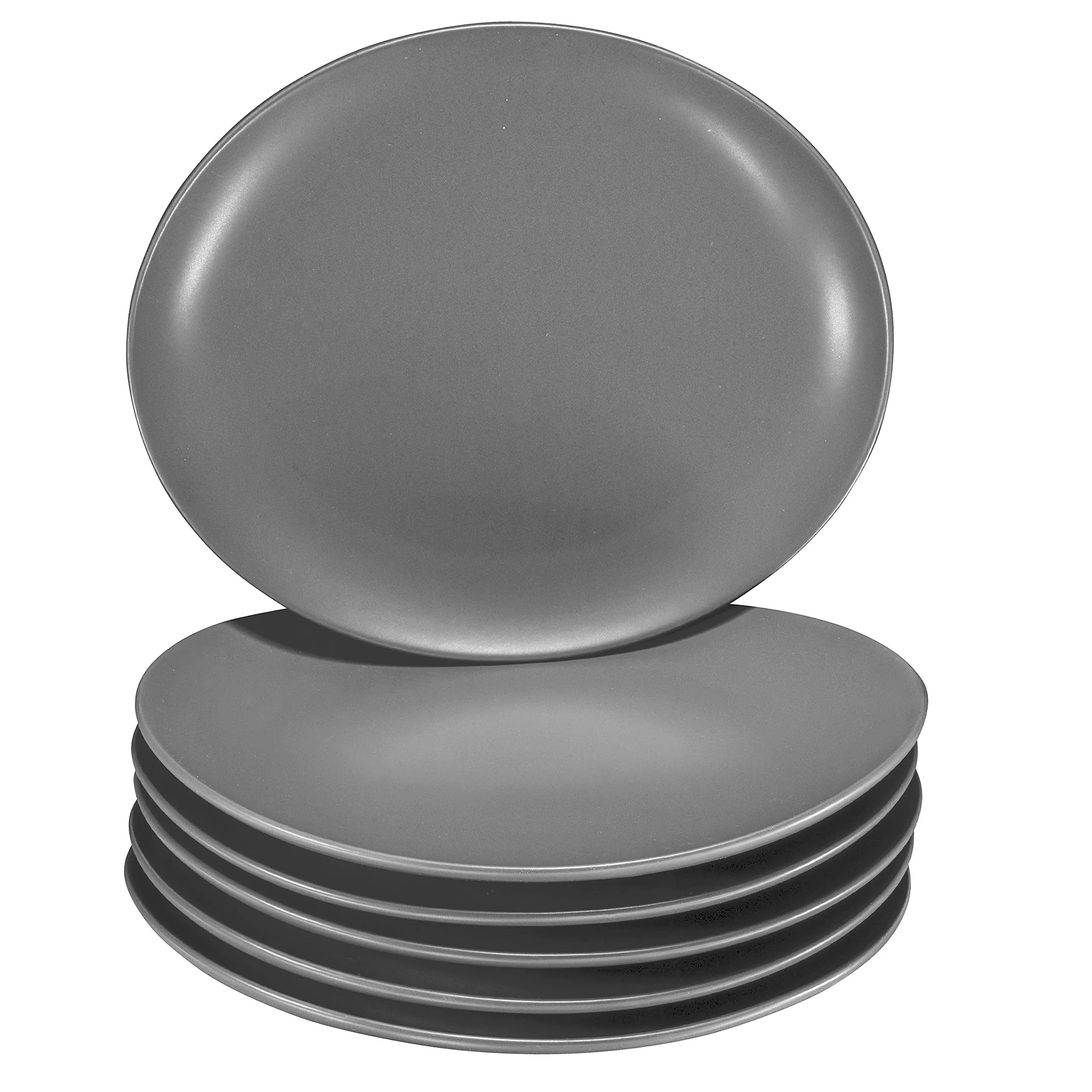 Appetizer Plates Set Of 6 Elegant Matte 11" Round Curved Ceramic Restaurant