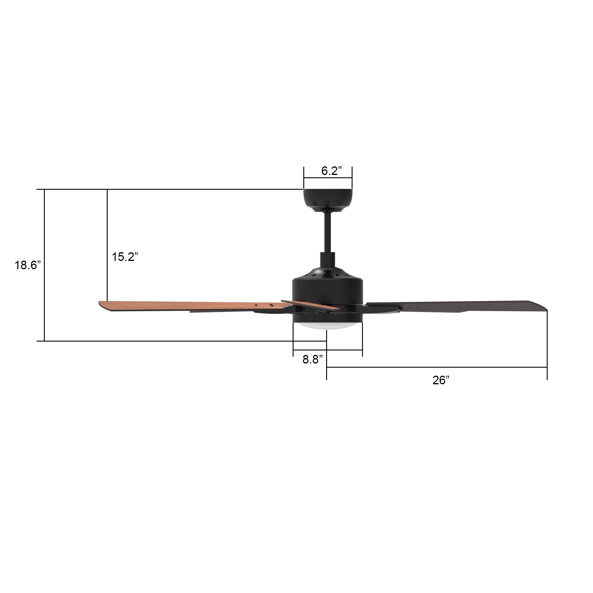 APPLETON 52 inch 5-Blade Smart Ceiling Fan with LED Light Kit & Remote Control- Black/Wood Finish (Reversible Blades)