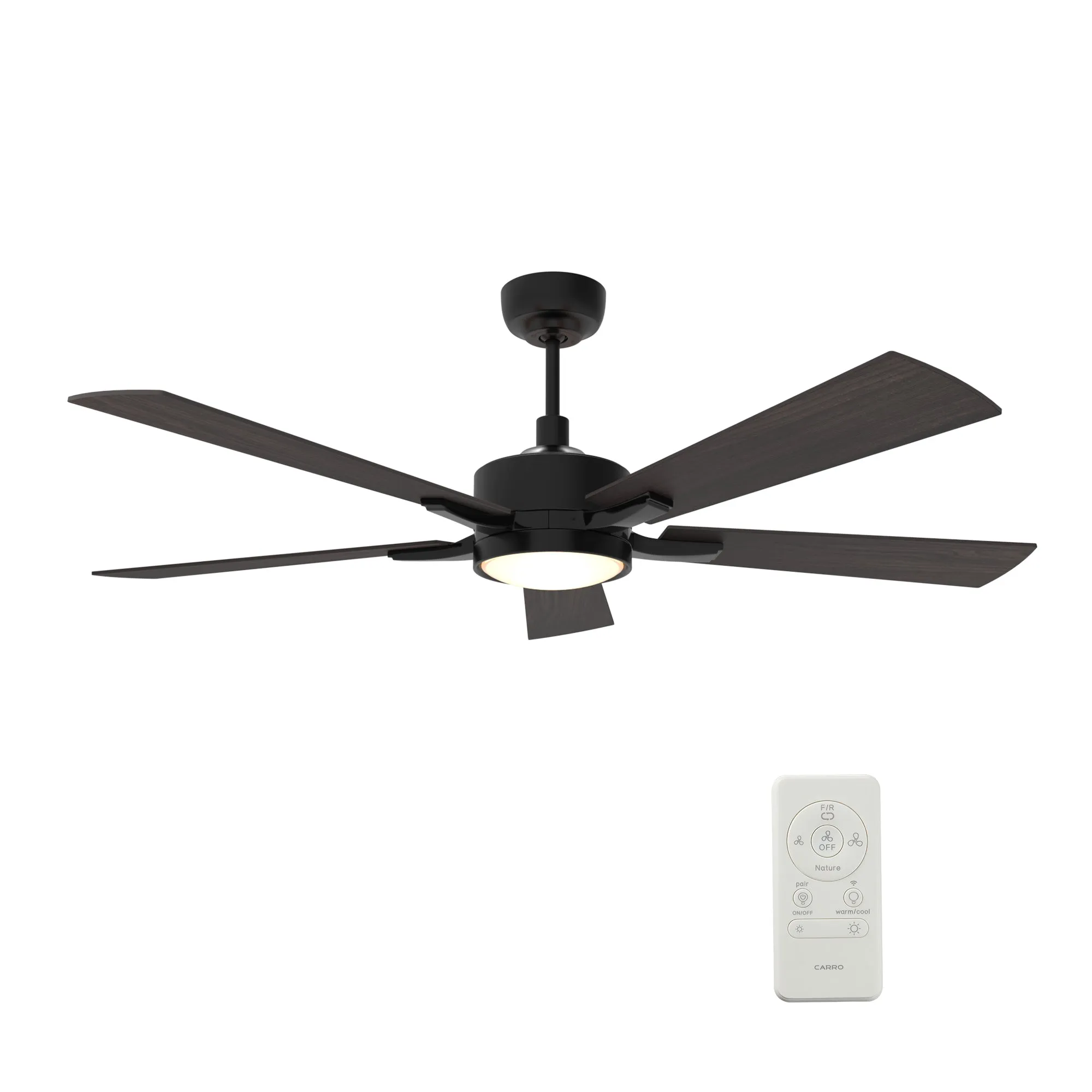 APPLETON 52 inch 5-Blade Smart Ceiling Fan with LED Light Kit & Remote Control- Black/Wood Finish (Reversible Blades)