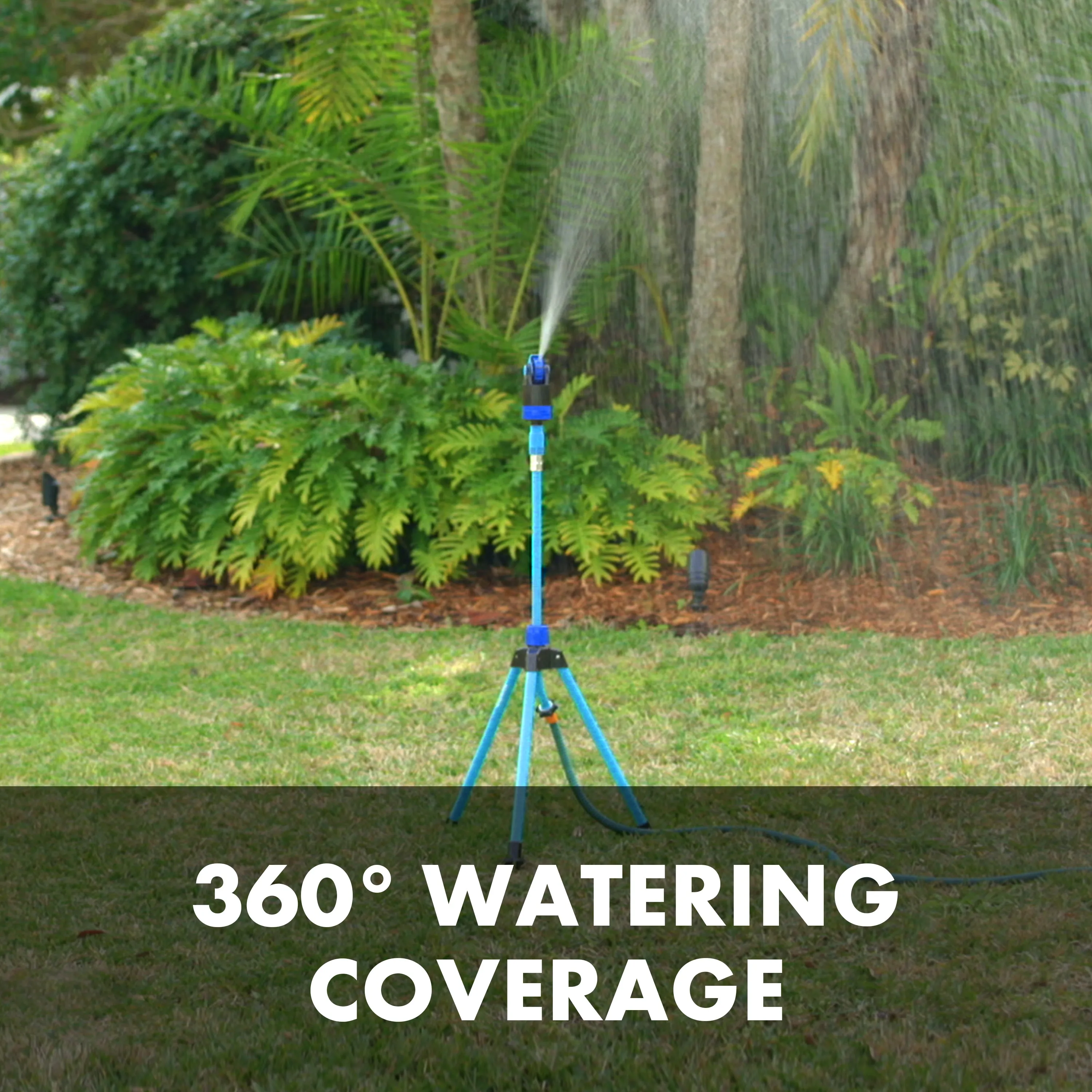 Aqua Joe AJ-6PSTB-XL Indestructible Turbo Drive 360° Telescoping Sprinkler & Mister | W/ Metal Tripod Base & Flow Control Valve | 6 Spray Patterns | 4,900 Sq. Ft. Max Coverage