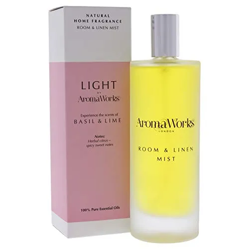 Aromaworks Light Room and Linen Mist - Basil and Lime by Aromaworks for Unisex - 3.4 oz Room Spray