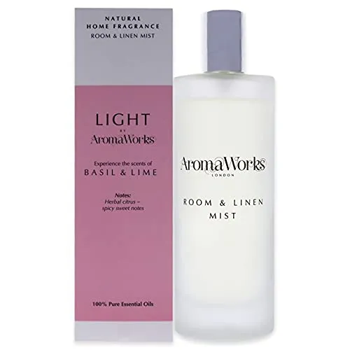 Aromaworks Light Room and Linen Mist - Basil and Lime by Aromaworks for Unisex - 3.4 oz Room Spray