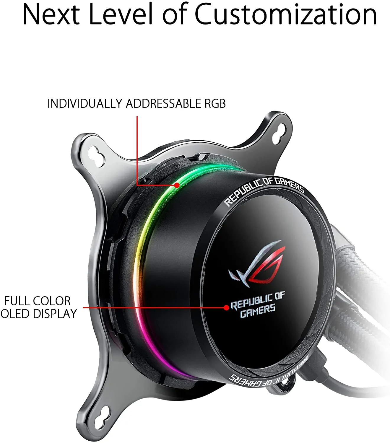 Asus ROG Ryuo 120mm Liquid CPU Cooler, 1 x 12cm PWM Fan, Full Colour OLED Display, RGB