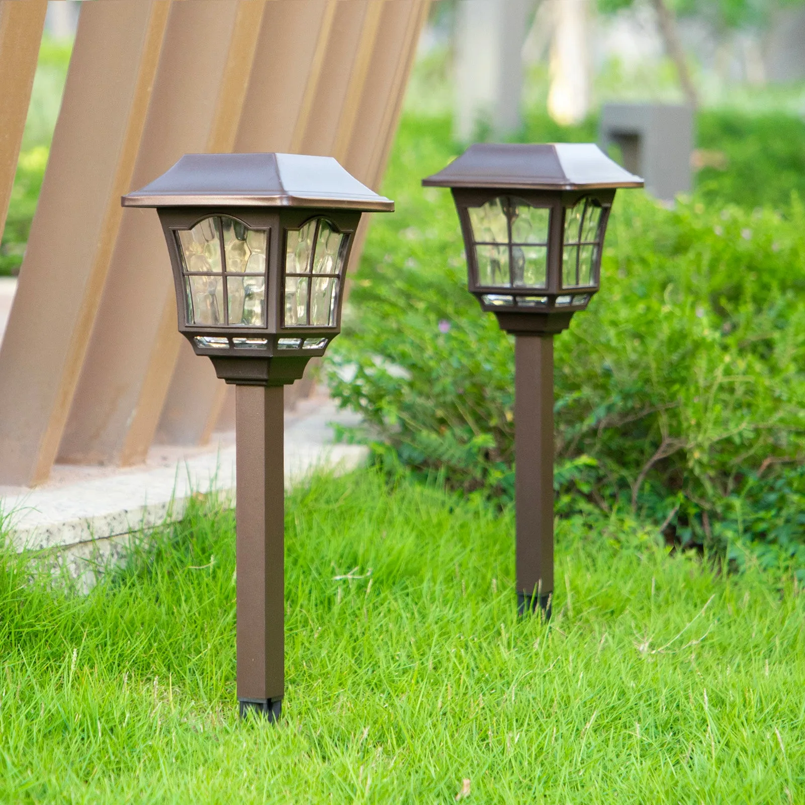 BEAU JARDIN 8 Pack Solar Lights Pathway Outdoor Garden Waterproof Auto On/Off Warm White Landscape Lighting Walkway Black BG404