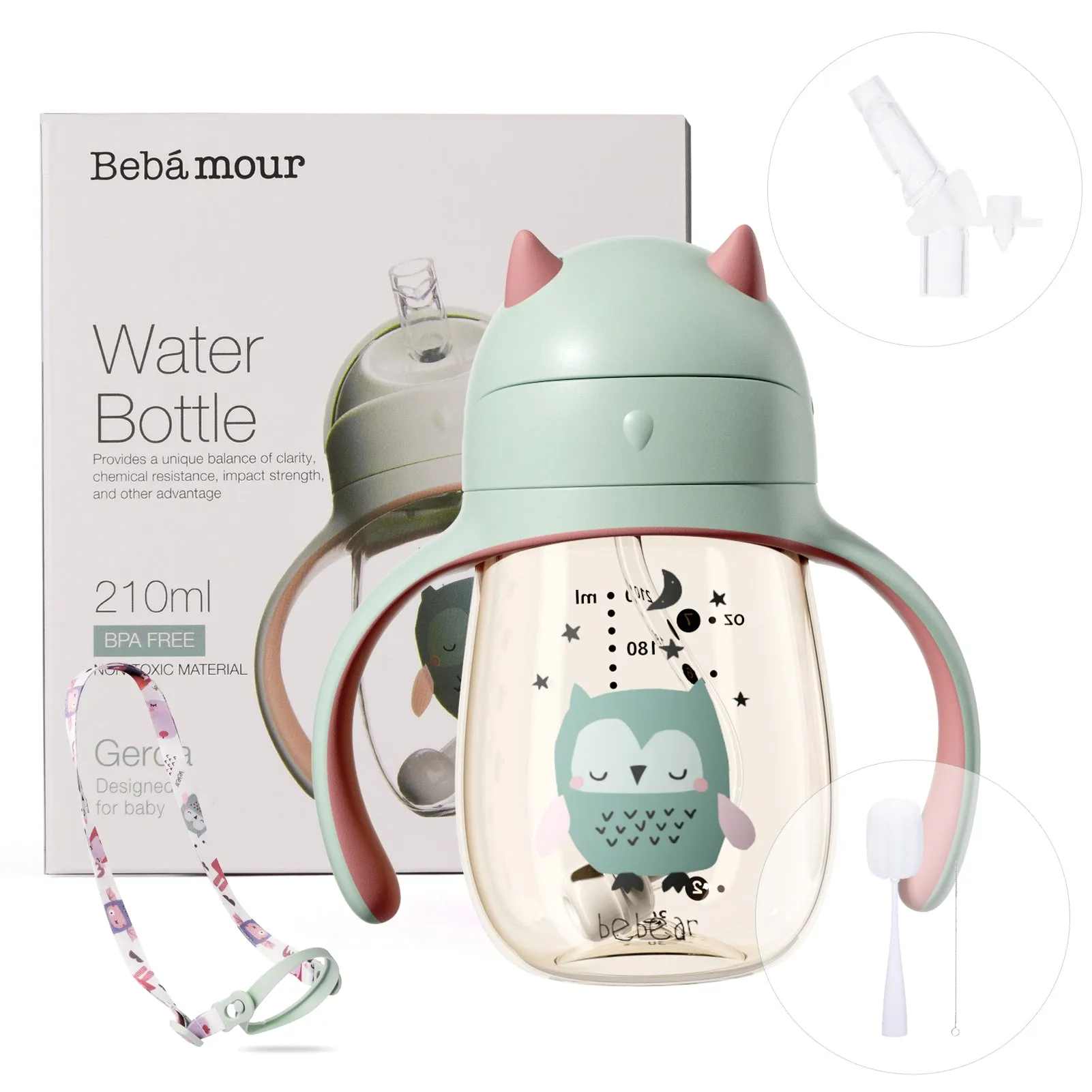 Bebamour Sippy Cup for Baby 6-12 Months Spill-Proof Sippy Cup with Straw for Kids Water Bottle with Soft Silicon Spout Cup for Toddlers, BPA Free, 240ML&300ML