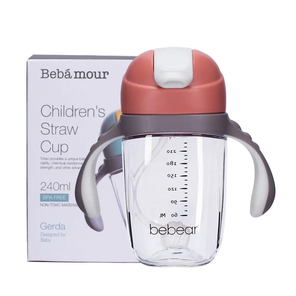 Bebamour Sippy Cup for Baby 6-12 Months Spill-Proof Sippy Cup with Straw for Kids Water Bottle with Soft Silicon Spout Cup for Toddlers, BPA Free, 240ML&300ML