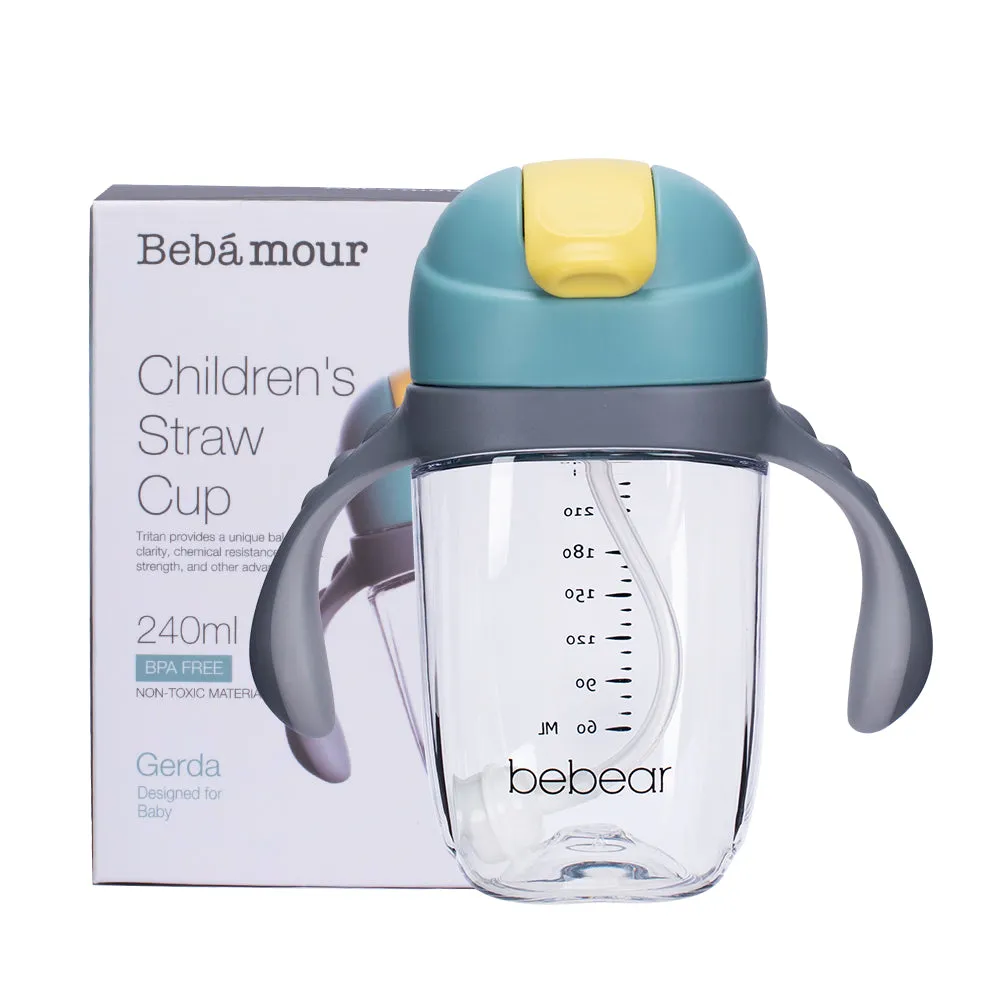 Bebamour Sippy Cup for Baby 6-12 Months Spill-Proof Sippy Cup with Straw for Kids Water Bottle with Soft Silicon Spout Cup for Toddlers, BPA Free, 240ML&300ML