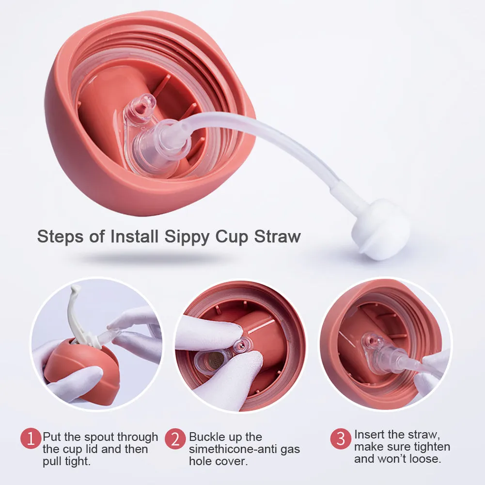 Bebamour Sippy Cup for Baby 6-12 Months Spill-Proof Sippy Cup with Straw for Kids Water Bottle with Soft Silicon Spout Cup for Toddlers, BPA Free, 240ML&300ML