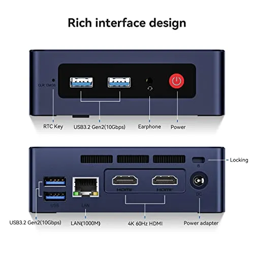 Beelink Mini S12 Mini PC, 12th Intel Alder Lake- N95 (4C/4T, up to 3.4GHz), 8GB DDR4 256GB M.2 SSD, Mini Desktop Computer Support 4K@60Hz Dual Display/BT 4.2/WiFi 5/USB 3.2/Gigabit Ethernet