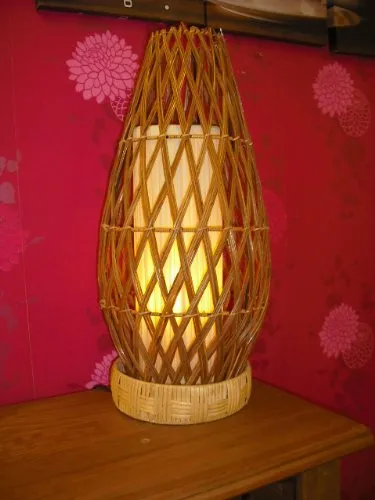 Beige Woven Wicker LAMP BAL