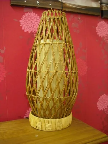 Beige Woven Wicker LAMP BAL