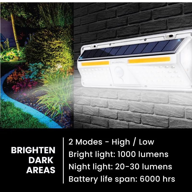 Bell & Howell Motion-Sensing Solar Powered LED White Smart-Enabled Security Wall Light