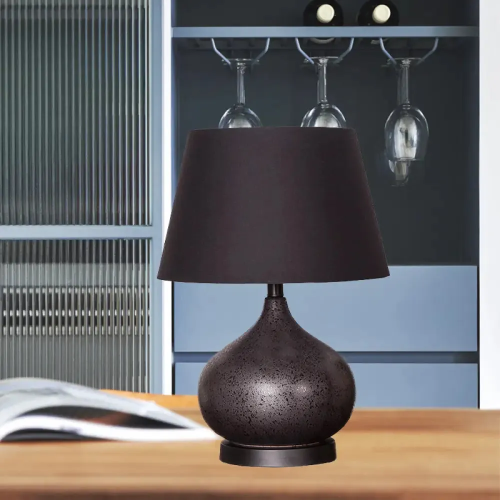 Black Fabric Tapered Drum Task Table Lamp - Modern Design, 1 Bulb for Night Lighting