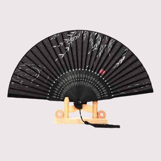 Black Japanese Silk Fan