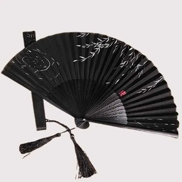 Black Japanese Silk Fan