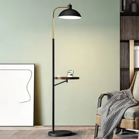 Black Metal Reading Floor Lamp with Shelves - Simplicity Design