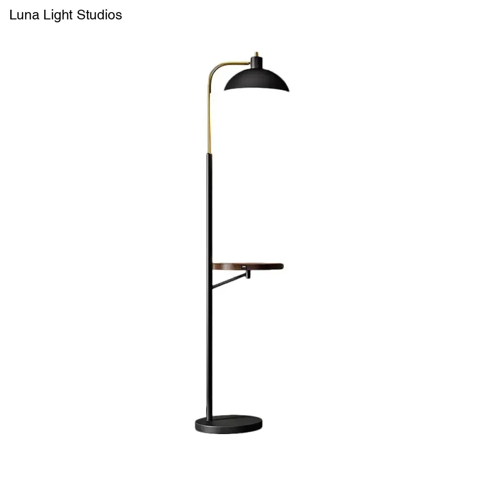 Black Metal Reading Floor Lamp with Shelves - Simplicity Design