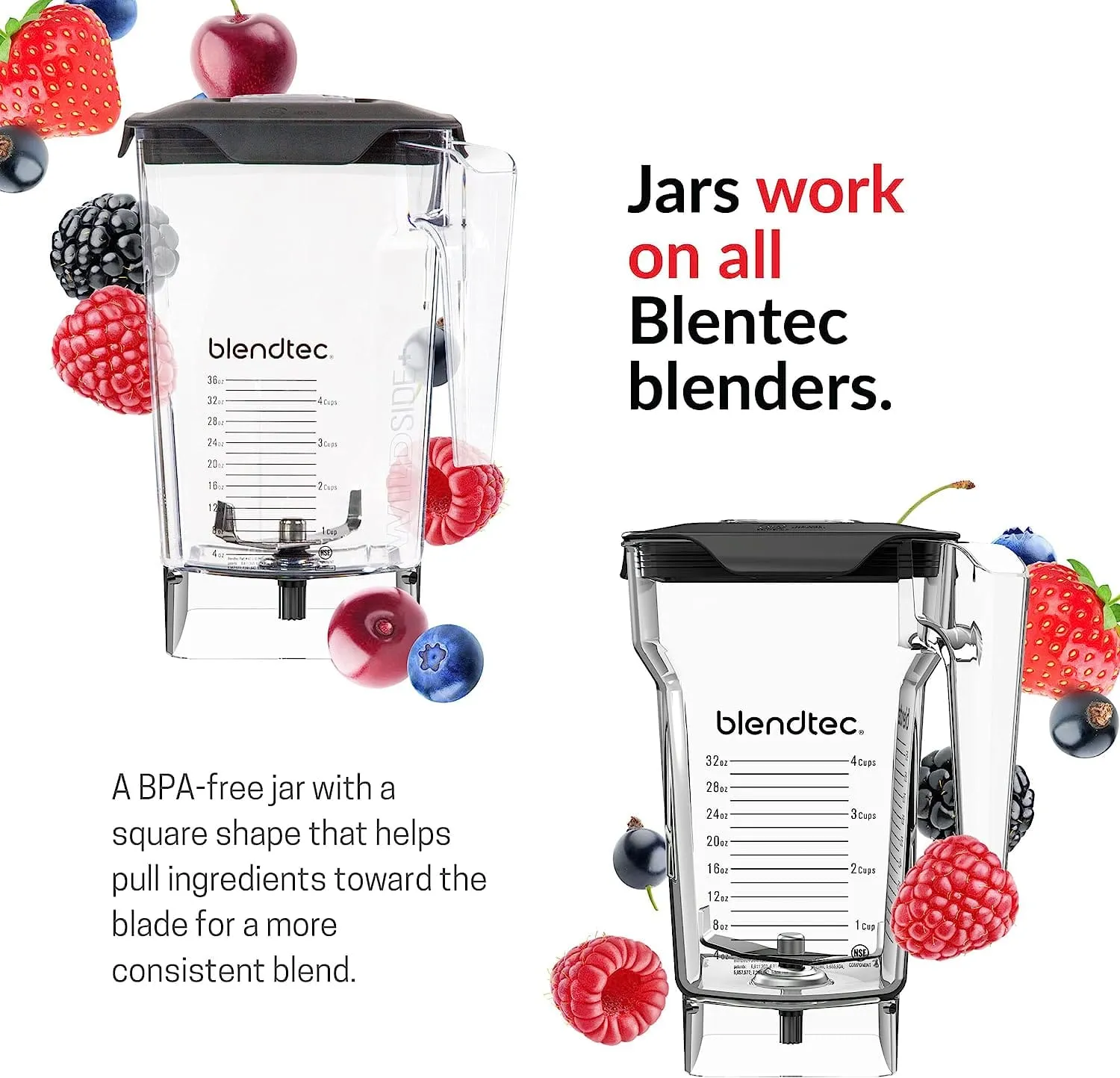 Blendtec Classic 570 Blender 90oz Jar WildSide  Kitchen Blender Black - Certified Refurbished