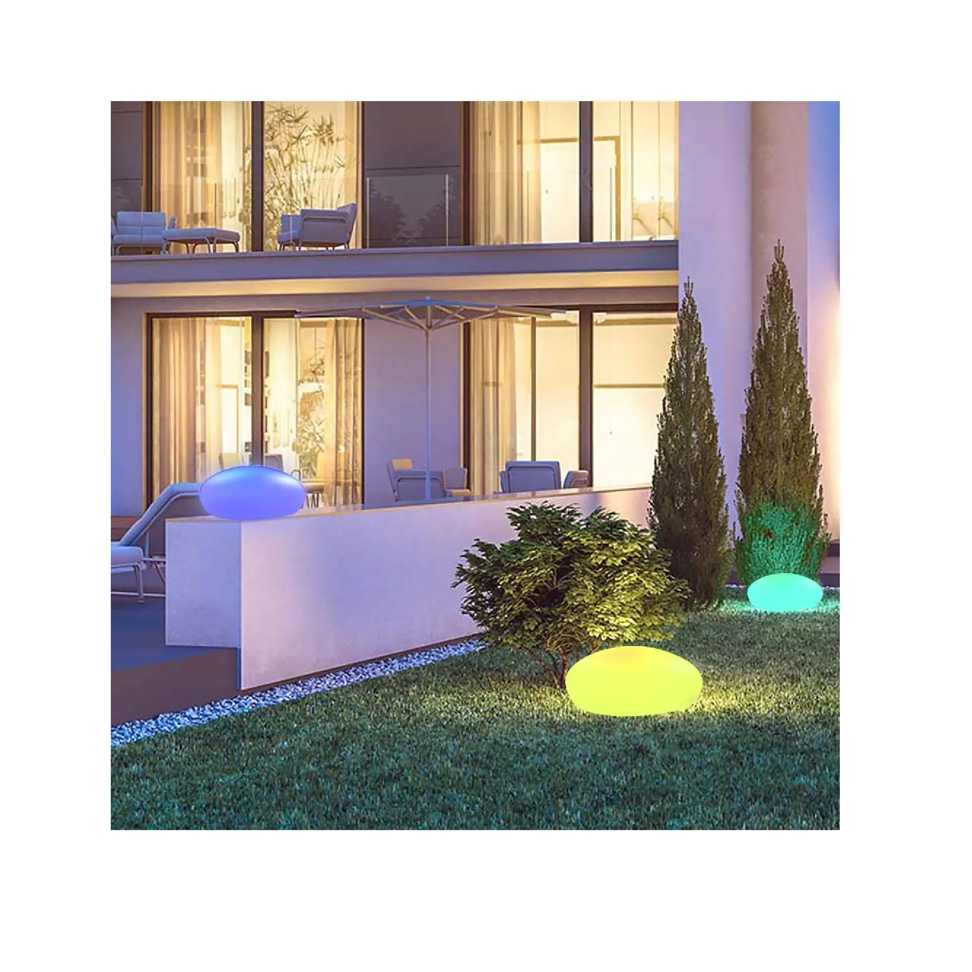 Blibly Solar Lights | for Garden Cobblestone Shaped Lamp Glowing Outdoor Decoration | White & RGB Lights | Waterproof Landscape Night Lights for Lawn/Patio/Pathway