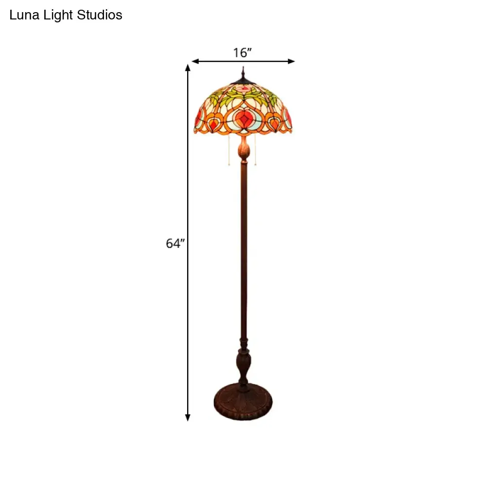 Blossom Tiffany Style Glass Reading Floor Lamp - Elegant Green Stand Up Lighting