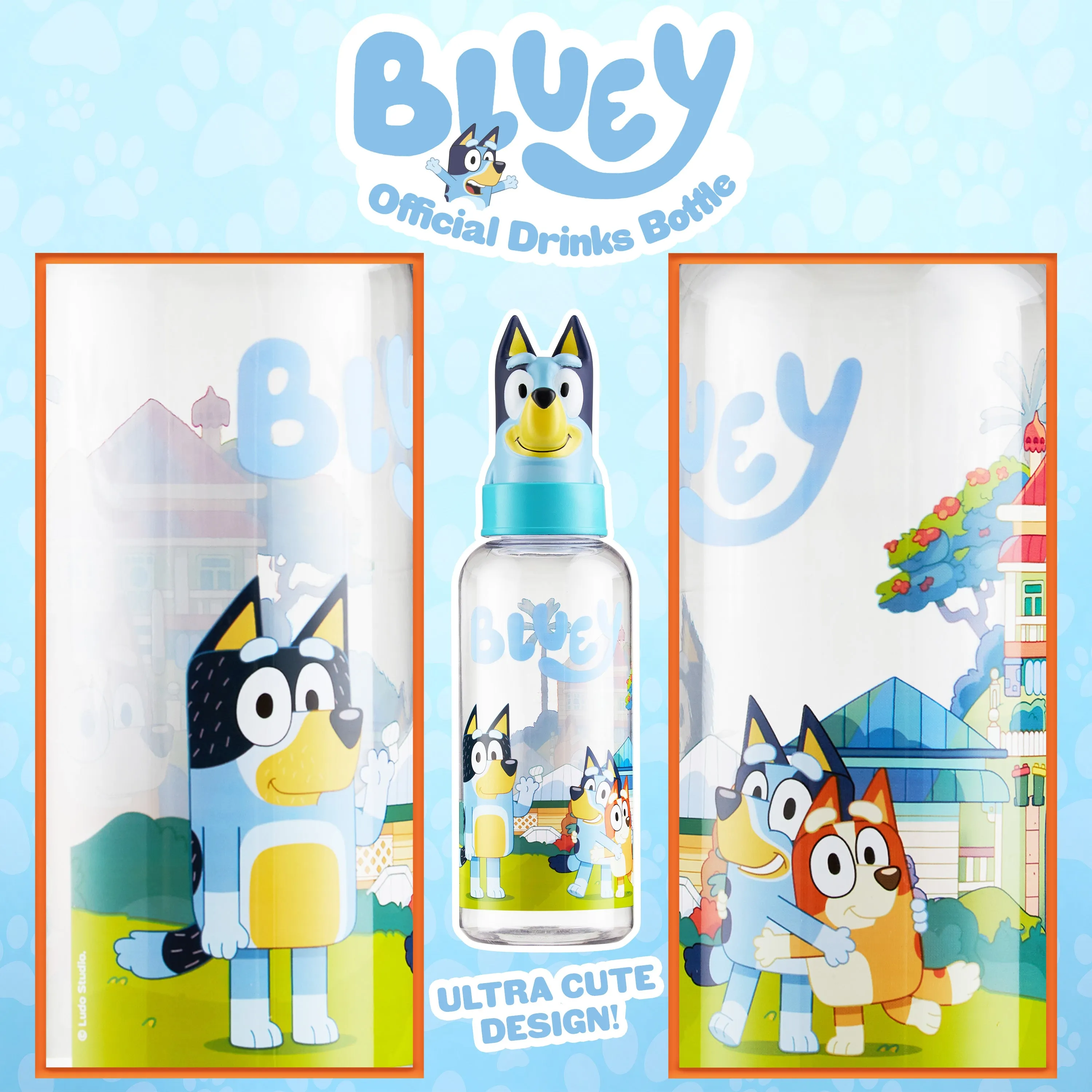 Bluey Water Bottle Kids 560ml Plastic Girls and Boys Water Bottle with Straw BPA Free